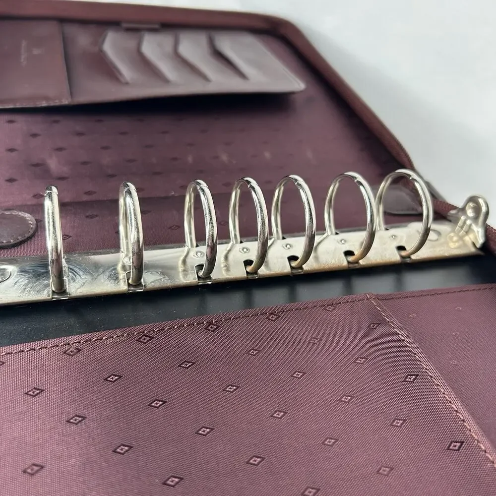 Franklin Covey Burgundy Medium Zip Around 7 Ring Planner 10” x 8.5”